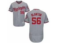 Men's Washington Nationals #56 Joe Blanton Grey Road Flex Base Collection 2019 World Series Champions Baseball Jersey