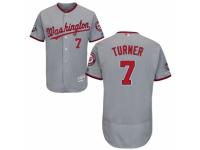 Men's Washington Nationals #7 Trea Turner Grey Road Flex Base Collection 2019 World Series Champions Baseball Jersey