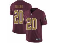 Men's Washington Redskins #20 Landon Collins Burgundy Red Gold Number Alternate 80TH Anniversary Vapor Untouchable Limited Player Football Jersey