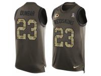 Men's Washington Redskins #23 Quinton Dunbar Green Salute to Service Tank Top Football Jersey