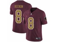 Men's Washington Redskins #8 Case Keenum Burgundy Red Gold Number Alternate 80TH Anniversary Vapor Untouchable Limited Player Football Jersey