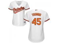 MLB Baltimore Orioles #45 Mark Trumbo Women White Cool Base Jersey