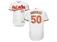 MLB Baltimore Orioles #50 Miguel Gonzalez Men White Authentic Flexbase Collection Jersey
