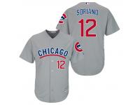 MLB Chicago Cubs #12 Alfonso Soriano Men Fashion Cool Base Grey Jerseys