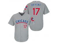 MLB Chicago Cubs #17 Kris Bryant Men Fashion Cool Base Grey Jerseys