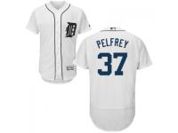 MLB Detroit Tigers #37 Mike Pelfrey Men White Authentic Flexbase Collection Jersey