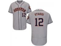 MLB Houston Astros #12 Max Stassi Men Grey Authentic Flexbase Collection Jersey