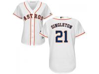 MLB Houston Astros #21 Jon Singleton Women White Cool Base Jersey
