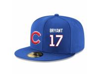 MLB Majestic Chicago Cubs #17 Kris Bryant Snapback Adjustable Player Hat - Royal Blue White