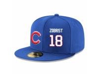 MLB Majestic Chicago Cubs #18 Ben Zobrist Snapback Adjustable Player Hat - Royal Blue White