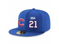 MLB Majestic Chicago Cubs #21 Sammy Sosa Snapback Adjustable Player Hat - Royal Blue White