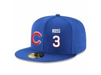 MLB Majestic Chicago Cubs #3 David Ross Snapback Adjustable Player Hat - Royal Blue White