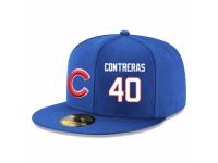 MLB Majestic Chicago Cubs #40 Willson Contreras Snapback Adjustable Player Hat - Royal Blue White