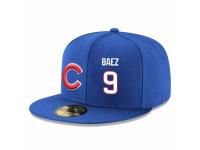 MLB Majestic Chicago Cubs #9 Javier Baez Snapback Adjustable Player Hat - Royal Blue-White