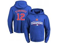 MLB Men Chicago Cubs #12 Kyle Schwarber Royal 2016 World Series Champions Walk Pullover Hoodie