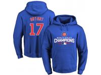 MLB Men Chicago Cubs #17 Kris Bryant Royal 2016 World Series Champions Walk Pullover Hoodie