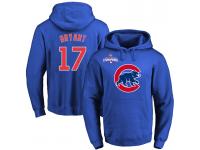 MLB Men Chicago Cubs #17 Kris Bryant Royal Team Color Primary Logo Pullover Hoodie