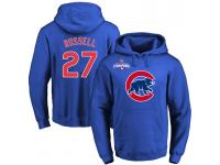 MLB Men Chicago Cubs #27 Addison Russell Royal Team Color Primary Logo Pullover Hoodie