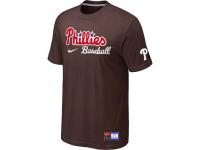 MLB Men Philadelphia Phillies Nike Practice T-Shirt - Brown