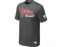 MLB Men Philadelphia Phillies Nike Practice T-Shirt - Dark Grey