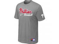 MLB Men Philadelphia Phillies Nike Practice T-Shirt - Grey