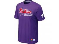 MLB Men Philadelphia Phillies Nike Practice T-Shirt - Purple