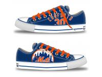 MLB Men/Women New York Mets #30 Michael Conforto Royal Hand Painted Unisex Low-Top Canvas Shoes