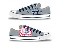 MLB Men/Women New York Yankees #77 Clint Frazier Gray Hand Painted Unisex Low-Top Canvas Shoes