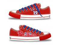 MLB Men/Women Philadelphia Phillies #13 Freddy Galvis Red Hand Painted Unisex Low-Top Canvas Shoes