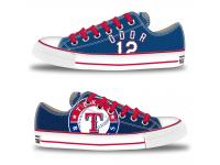 MLB Men/Women Texas Rangers #12 Rougned Odor Royal Hand Painted Unisex Low-Top Canvas Shoes