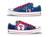 MLB Men/Women Texas Rangers #13 Joey Gallo Royal Hand Painted Unisex Low-Top Canvas Shoes
