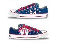 MLB Men/Women Texas Rangers #84 Prince Fielder Royal Hand Painted Unisex Low-Top Canvas Shoes
