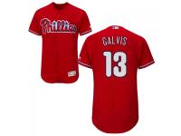 MLB Philadelphia Phillies #13 Freddy Galvis Men Red Authentic Flexbase Collection Jersey