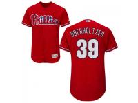 MLB Philadelphia Phillies #39 Brett Oberholtzer Men Red Authentic Flexbase Collection Jersey