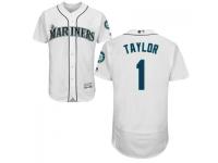 MLB Seattle Mariners #1 Chris Taylor Men White Authentic Flexbase Collection Jersey