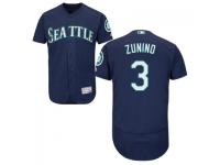 MLB Seattle Mariners #3 Mike Zunino Men Navy Blue Authentic Flexbase Collection Jersey