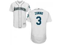 MLB Seattle Mariners #3 Mike Zunino Men White Authentic Flexbase Collection Jersey