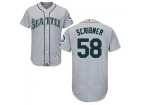 MLB Seattle Mariners #58 Evan Scribner Men Grey Authentic Flexbase Collection Jersey