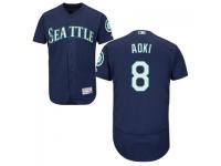 MLB Seattle Mariners #8 Norichika Aoki Men Navy Blue Authentic Flexbase Collection Jersey