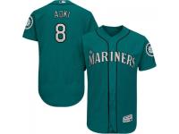 MLB Seattle Mariners #8 Norichika Aoki Men Teal Green Authentic Flexbase Collection Jersey