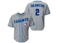 MLB Toronto Blue Jays #2 Troy Tulowitzki Men Fashion Cool Base Grey Jerseys