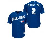 MLB Toronto Blue Jays #2 Troy Tulowitzki Men Fashion Cool Base Royal Blue Jerseys