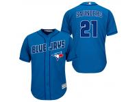 MLB Toronto Blue Jays #21 Michael Saunders Men Fashion Cool Base Light Blue Jerseys