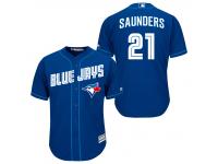 MLB Toronto Blue Jays #21 Michael Saunders Men Fashion Cool Base Royal Blue Jerseys