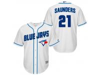 MLB Toronto Blue Jays #21 Michael Saunders Men Fashion Cool Base White Jerseys