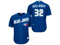 MLB Toronto Blue Jays #32 Roy Halladay Men Fashion Cool Base Royal Blue Jerseys