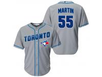 MLB Toronto Blue Jays #55 Russell Martin Men Fashion Cool Base Grey Jerseys