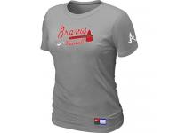 MLB Women Atlanta Braves Nike Practice T-Shirt - Grey