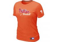 MLB Women Philadelphia Phillies Nike Practice T-Shirt - Orange