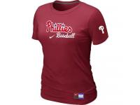 MLB Women Philadelphia Phillies Nike Practice T-Shirt - Red